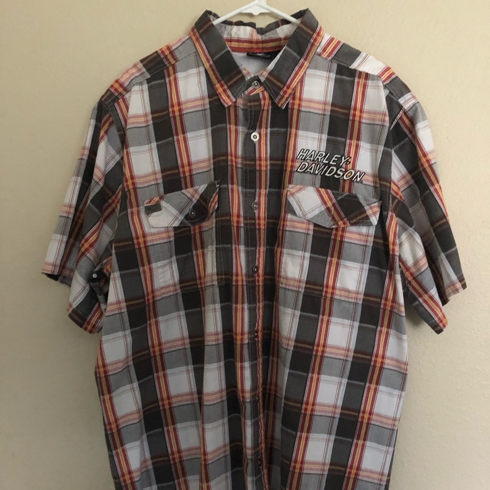 Harley Davidson Men’s Plaid Short Sleeve Button Down Shirt